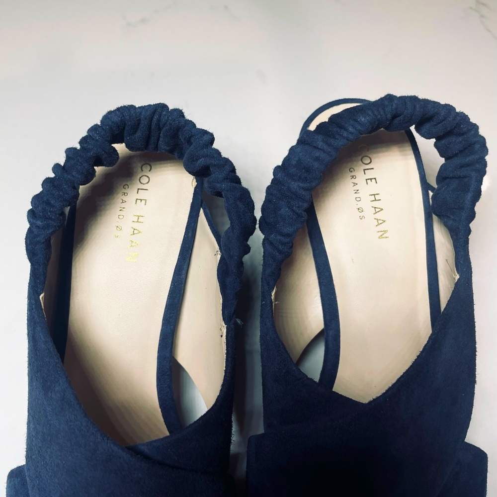 NWOT Cole Haan | Blue Suede Slingback Sandals - Picture 6 of 9